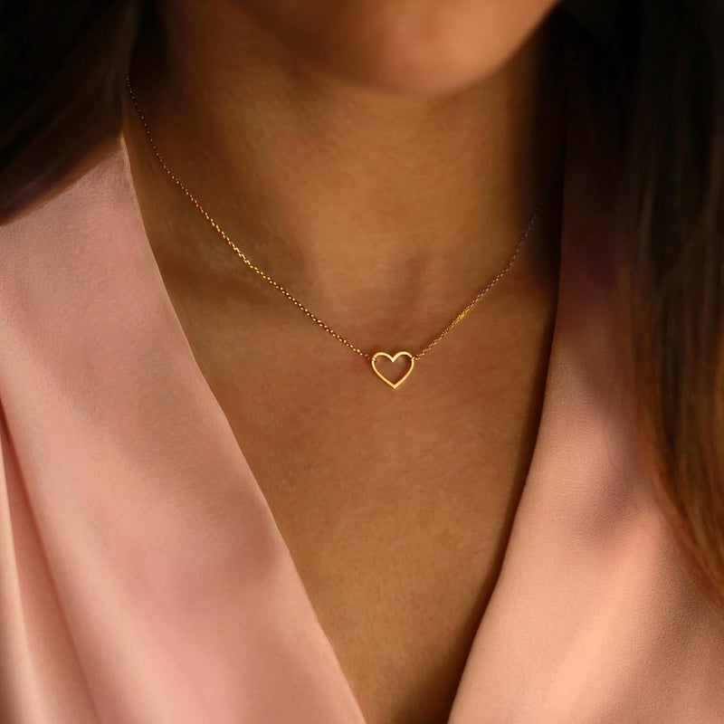 Ieftop Valentines Birthday Gifts for Women Teen Girls - Dainty 14K Gold/Silver Plated Cute Heart Handmade Disc Circle Bee Choker Adjustable Necklace for Women Teenage Girl Trendy Jewelry - Image 5